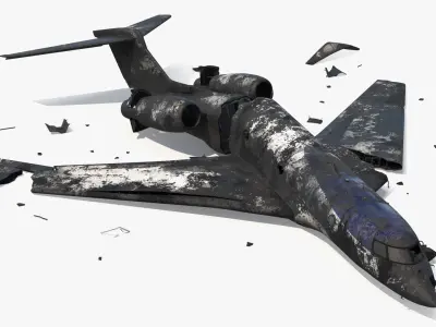  Burnt Jet Plane Debris after Crash 