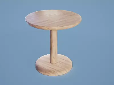 Rounded Table 001 - Light Wood Low-poly 3D model