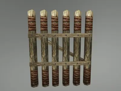 Medieval Wood Fence 02 Low-poly 3D model
