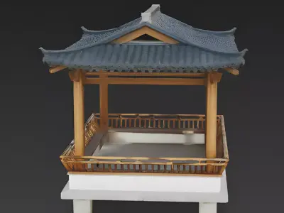 Traditional Chinese Waterside Viewing Kiosk 3D Model Low-poly 3D model
