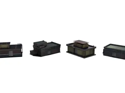 Industrial Chemical Buildings Pack Sci Fi Game Ready Scene Prop Low-poly 3D model