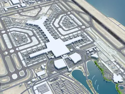 Doha Hamad Airport 12km Low-poly 3D model