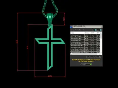 High Cross Pendant Light Gold 18K 4CP042 3D print model