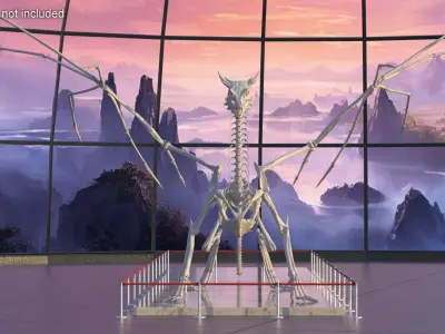  Dragon Skeleton Exhibit with Stanchion Belt Barriers 