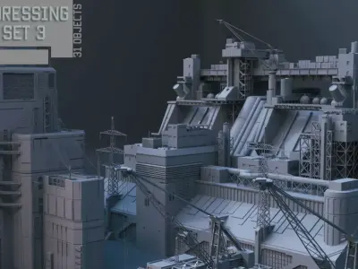 Scifi dressing kitbash set 3 Low-poly 3D model