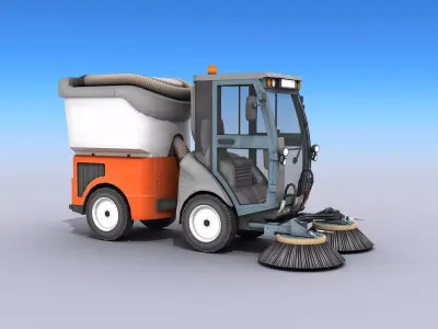 Street Sweeper Low-poly 3D model
