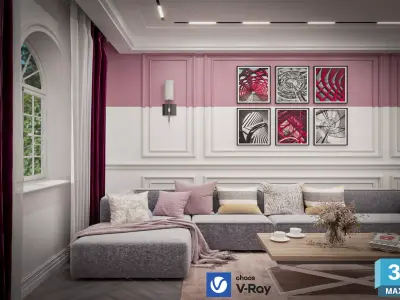 living room interior scene 3D model 3