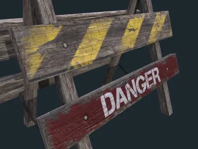 DangerRoadSign danger sign Low-poly 3D model