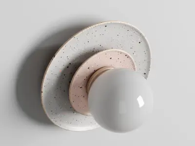 2 light pink and gray Aureole Ceramic Wall light Low-poly 3D model