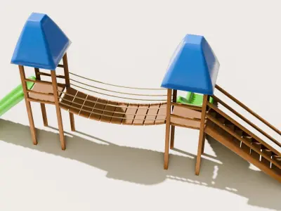 Playground castle with a slide Low-poly 3D model