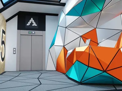 Modern Office Lobby Low-poly 3D model