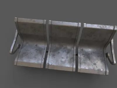 Street Bench Low-poly 3D model