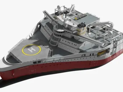  Ramform Titan Seismic Survey Vessel with Helipad White and Red 