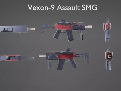 Low Poly SciFi Weapon Pack  9 Weapons 15K Tris HandPainted Low-poly 3D model