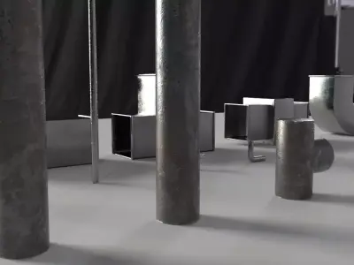 Modular industrial pipeline PBR Low-poly 3D model Low-poly 3D model