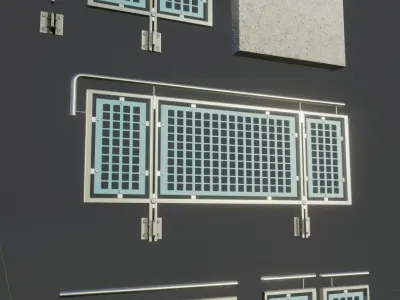 Modular Railing Set-3 Low-poly 3D model