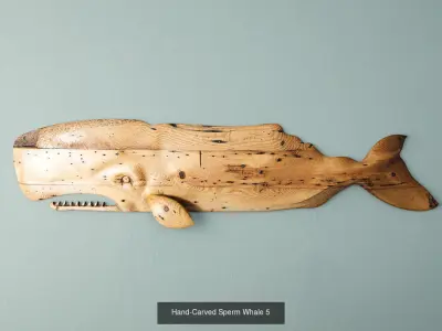 Carved Wooden Whales Collection 3D Model Pack