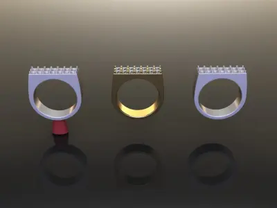 Double Row Diamond Narrow Bar Ring Band Mix Sizes 3D print model