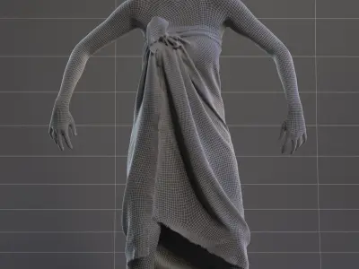 Rigged lady in vacation or beach clothing Low-poly 3D model