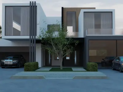 VILLA and 2 CARS 3D model