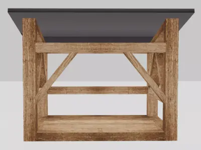 Dark Firewood Storage Low Poly Low-poly 3D model