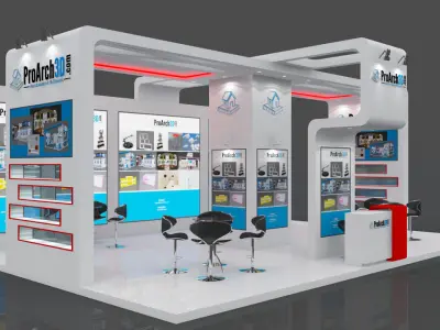 Exhibition stall 9 mtr x 6 mtr 3 sides open 3D model