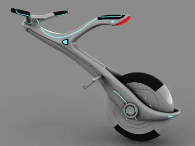 Sci-fi Monowheel Scooter Low-poly 3D model