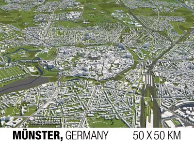 Muenster Germany 50x50km 3D City Map 3D model
