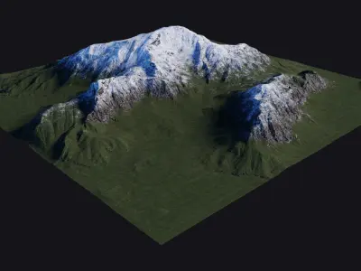3D Mountain Model 1 - High-Detail with LODs 3D model