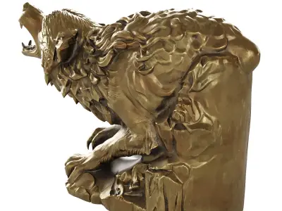 wolf statue 3 3D model