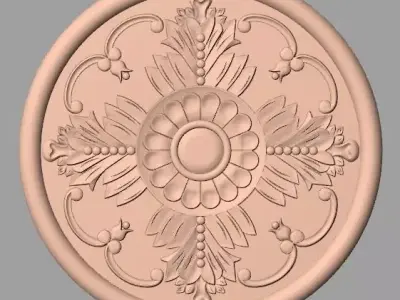 Furniture decoration round flower 3D STL model for CNC E897 3D model