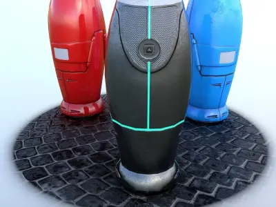 Modern and Sci-fi Hydrant PBR lowpoly model Low-poly 3D model