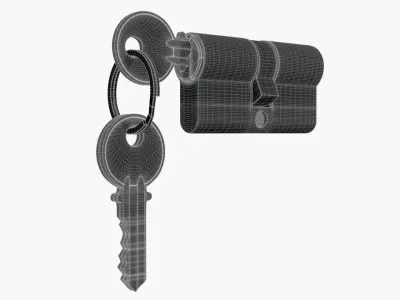 Euro Profile Cylinder Barrel Lock with keys 3D model