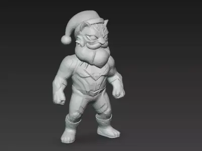 Panther Guardian Santa Futuristic Warrior Santa 3D Character Low-poly 3D model