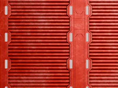 Red Sci-Fi Metal Panel PBR Seamless Texture