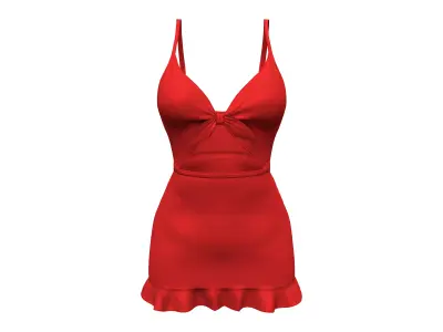 Front Tied Cami Mini Dress Low-poly 3D model