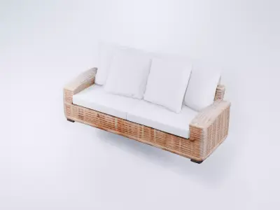 Stylized Garden Lounge Sofa - Low Poly Outdoor Seating 3D model