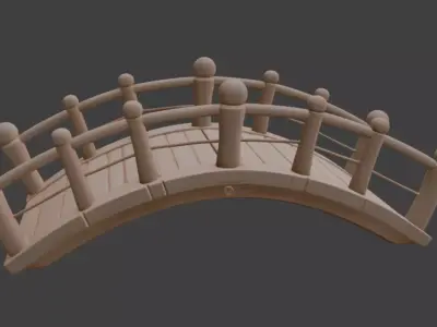 Realistic Garden Bridge Village Bridge 3d Model 3D model