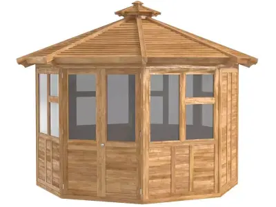 Octagonal Sunroom Gazebo Forever Redwood  3D model