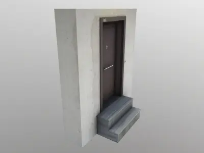 Door Street Model with Clean and Dirty textures  Low-poly 3D model