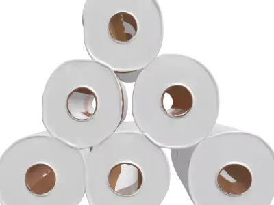 Industrial White Label Rolls Stack Low-poly 3D model