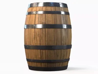 Wooden Barrel PBR Textures Low-poly 3D model