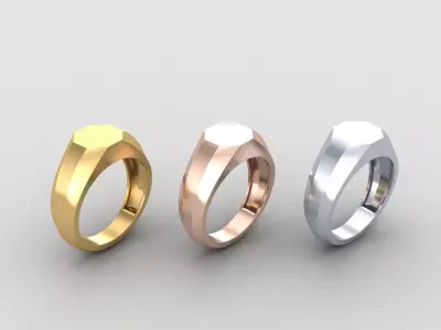 octagonal  Signet Ring Base 8MM top in All sizes 232-MWC 3D print model