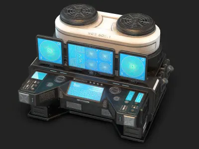 Sci Fi Lab Computer Low Poly Low-poly 3D model