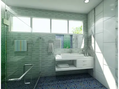 bathroom 6 design with tiles 3D model