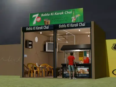Desi Chai Dhaba - Game Ready Pakistani Tea Stall 3D Model  Low-poly 3D model