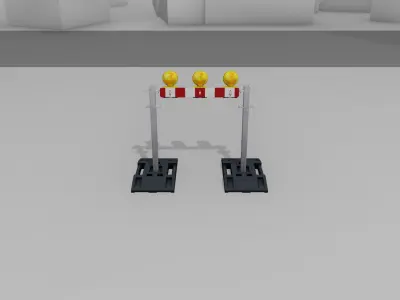 Construction Barrier 5 with warning lights 600-30 100x800mm Low-poly 3D model