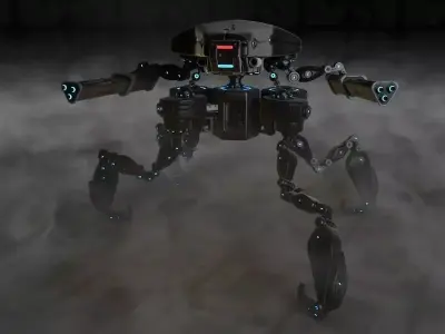 four leg robot Full rigged 3D model