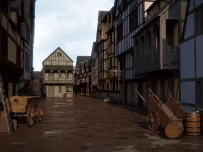 Medieval Street 3d Scene 3D model