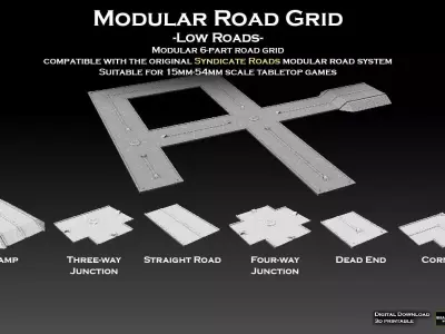 Modular Road Grid Low Roads Addon 3D print model